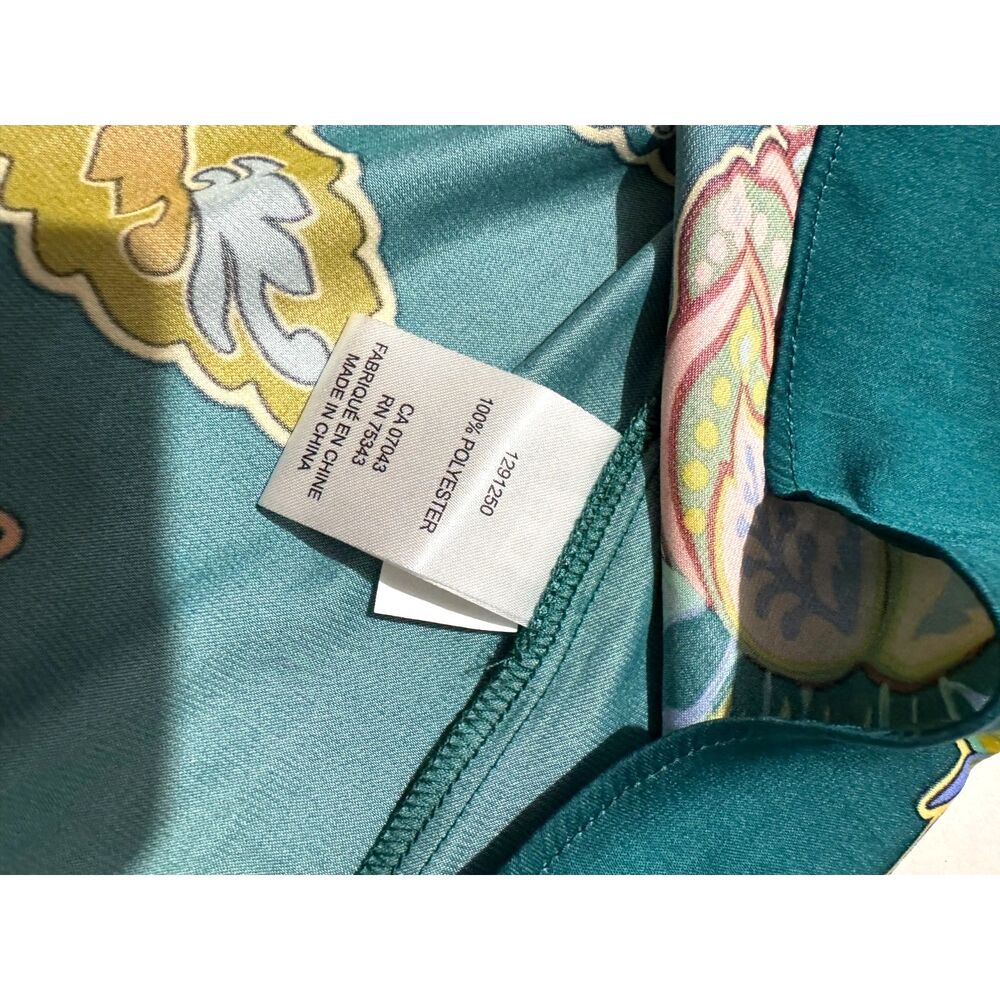 Rachel Zoe button up shirt tropical floral vacation resort green women L New - Picture 4 of 5